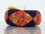 Japanese Buddhist Orin Bell Singing Bowl Fabric Pillow Vtg Purple Red Gold BA897