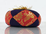 Japanese Buddhist Orin Bell Singing Bowl Fabric Pillow Vtg Purple Red Gold BA897