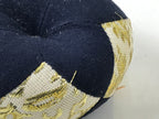 Japanese Buddhist Orin Bell Singing Bowl Fabric Pillow Vtg Small Blue Gold BA561