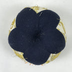 Japanese Buddhist Orin Bell Singing Bowl Fabric Pillow Vtg Small Blue Gold BA561