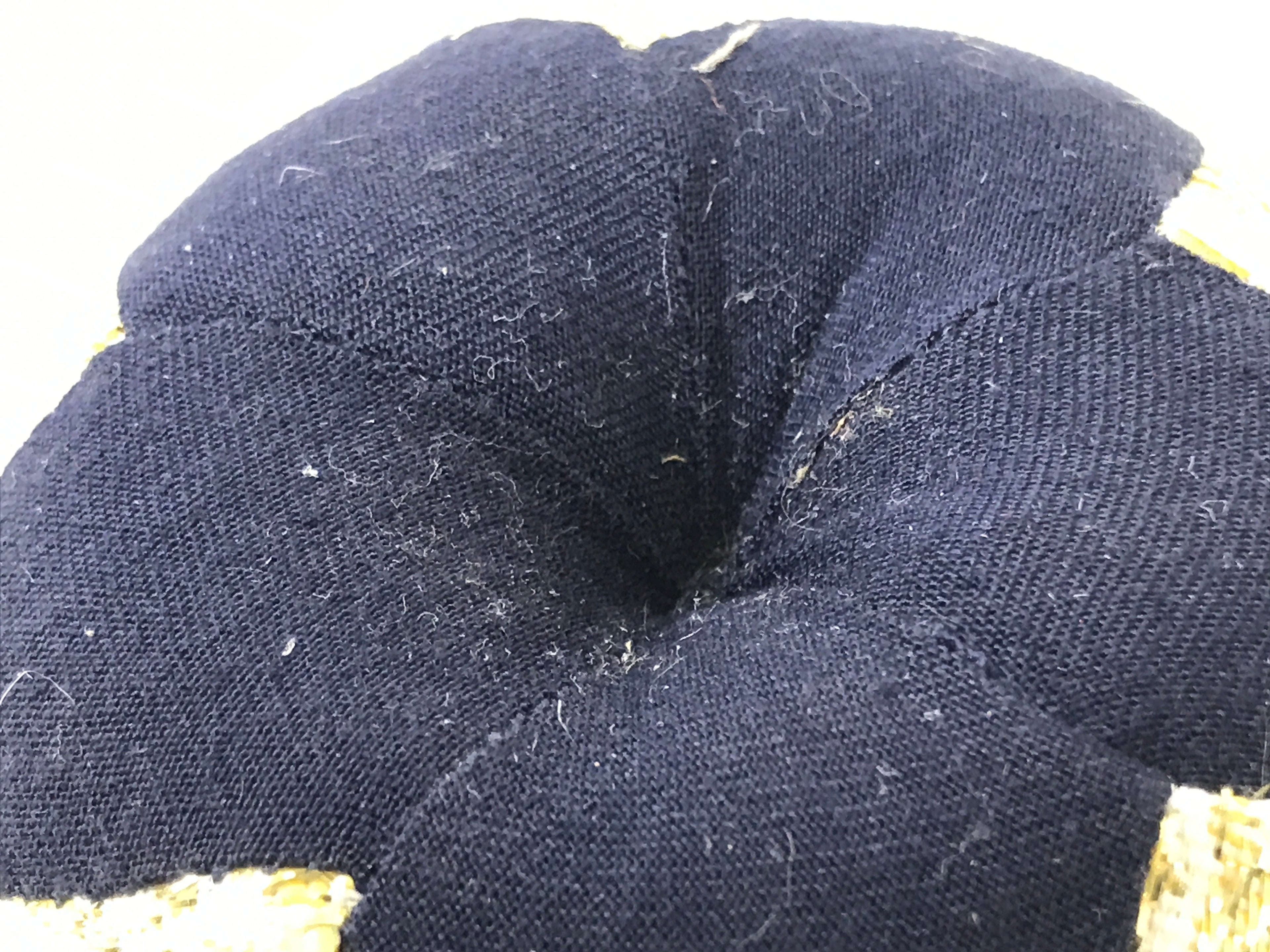 Japanese Buddhist Orin Bell Singing Bowl Fabric Pillow Vtg Small Blue Gold BA561