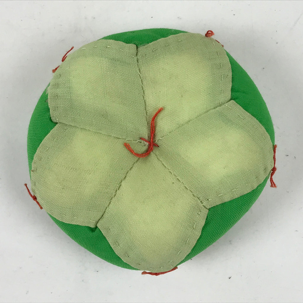 Japanese Buddhist Orin Bell Singing Bowl Fabric Pillow Vtg Small Green BA557