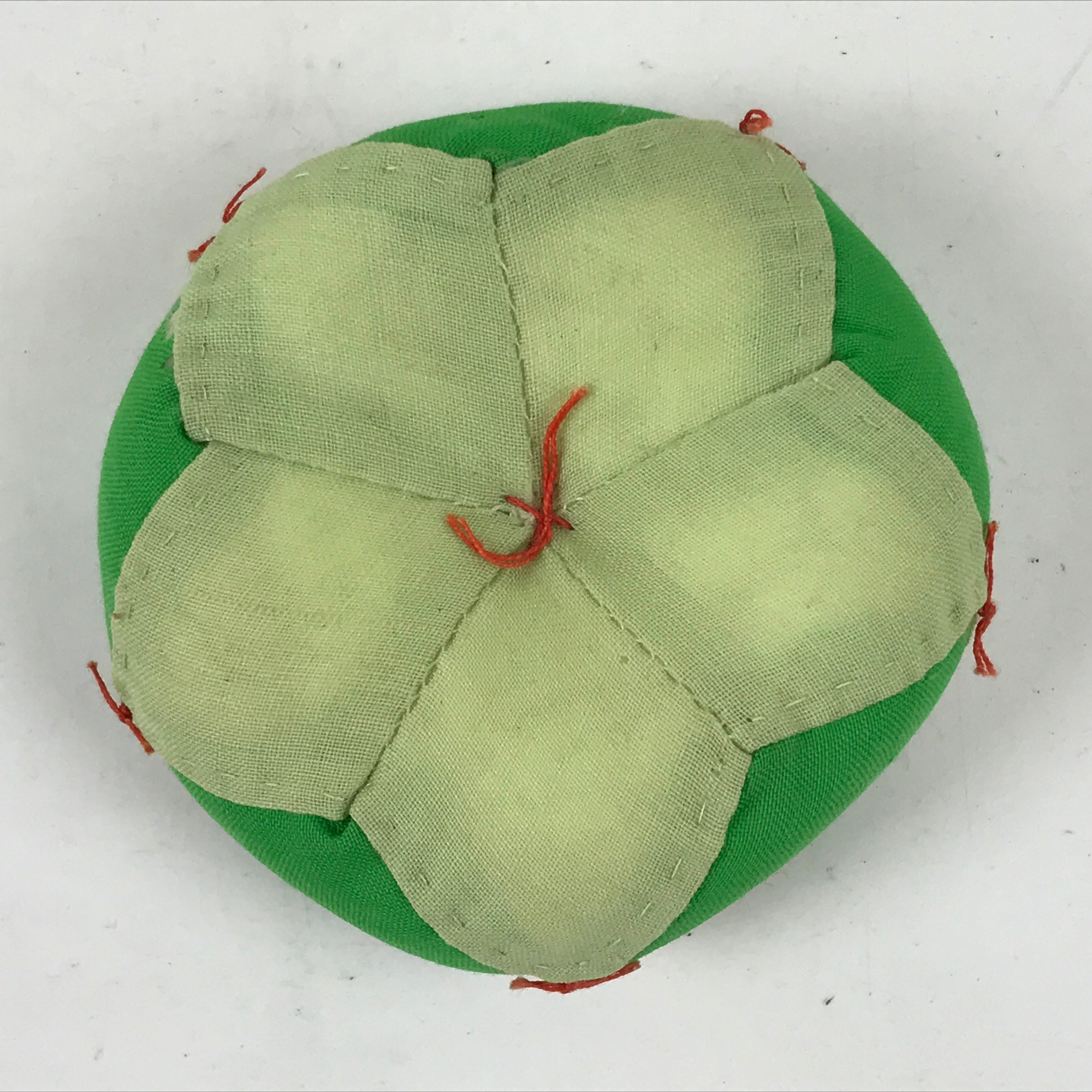 Japanese Buddhist Orin Bell Singing Bowl Fabric Pillow Vtg Small Green BA557