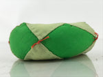 Japanese Buddhist Orin Bell Singing Bowl Fabric Pillow Vtg Small Green BA557