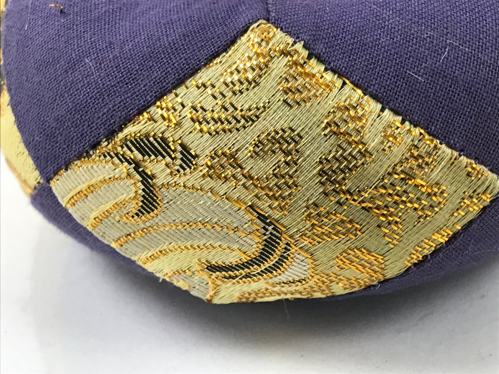 Japanese Buddhist Orin Bell Singing Bowl Fabric Pillow Vtg Small Purple BA563
