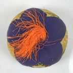 Japanese Buddhist Orin Bell Singing Bowl Fabric Pillow Vtg Small Purple BA563