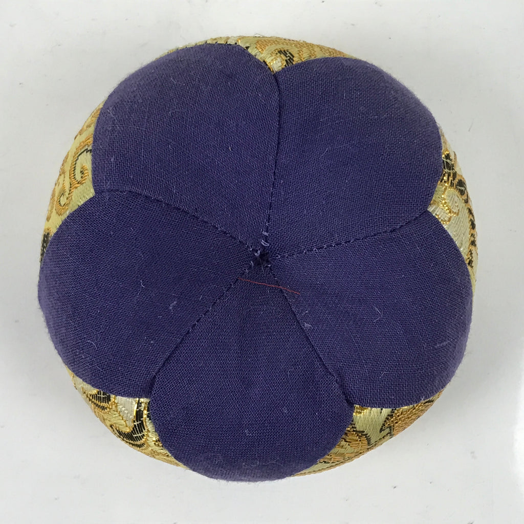 Japanese Buddhist Orin Bell Singing Bowl Fabric Pillow Vtg Small Purple BA563