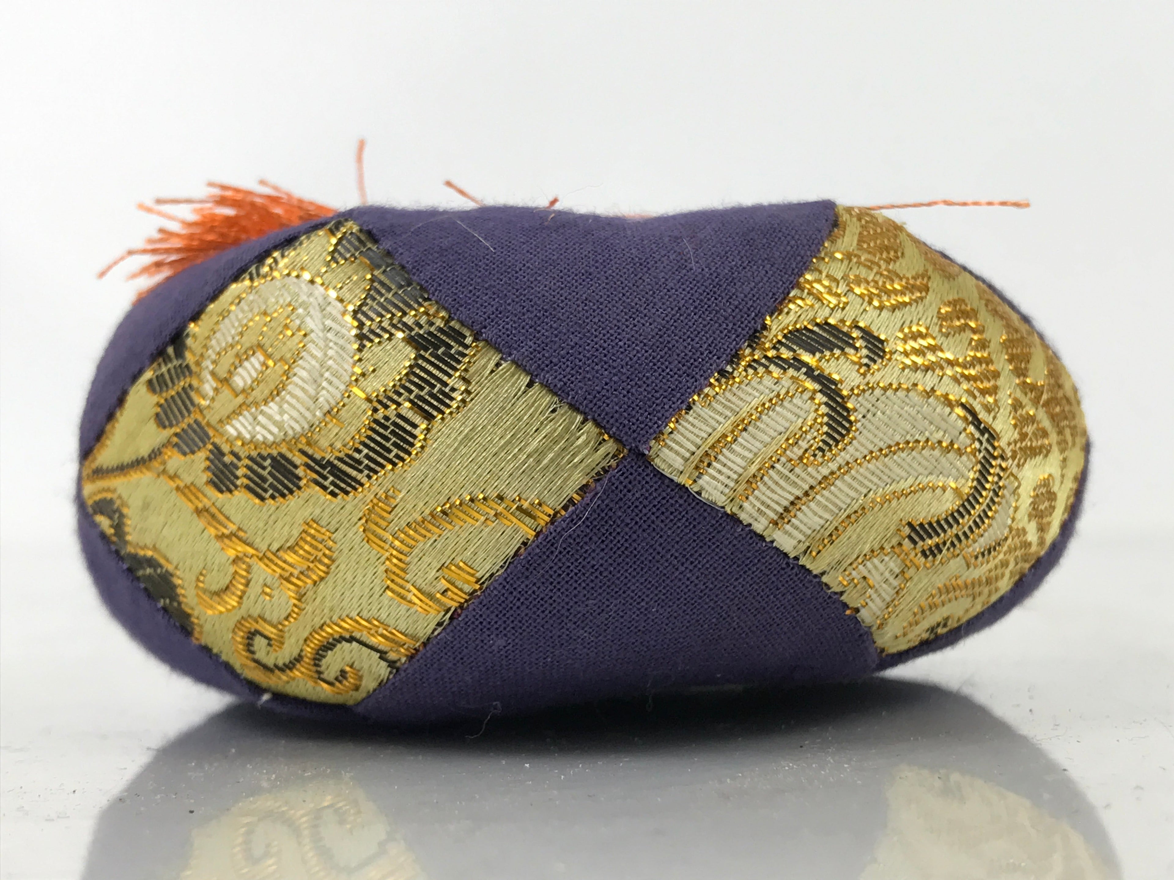 Japanese Buddhist Orin Bell Singing Bowl Fabric Pillow Vtg Small Purple BA563