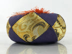 Japanese Buddhist Orin Bell Singing Bowl Fabric Pillow Vtg Small Purple BA563
