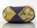 Japanese Buddhist Orin Bell Singing Bowl Fabric Pillow Vtg Small Purple BA563