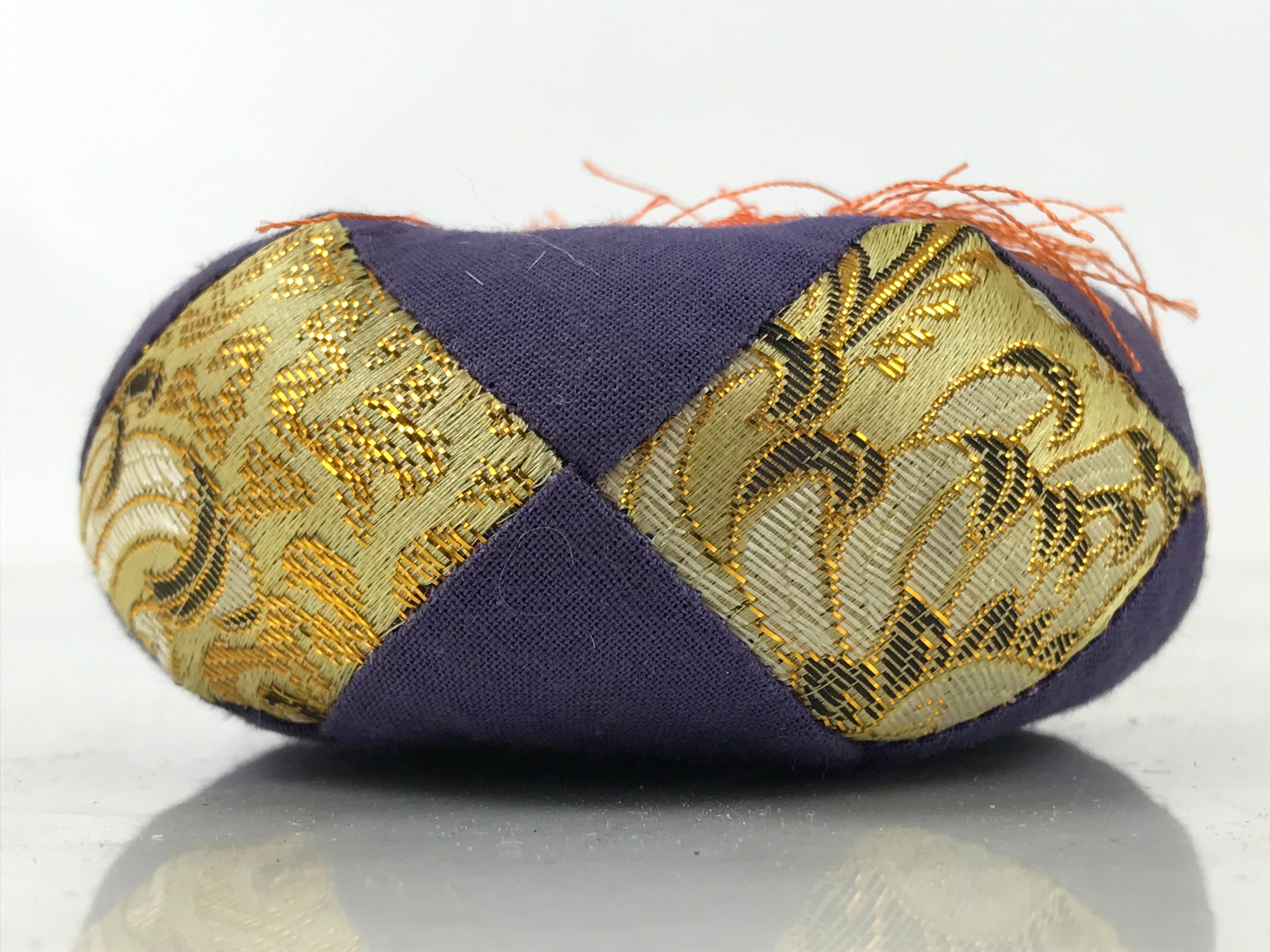 Japanese Buddhist Orin Bell Singing Bowl Fabric Pillow Vtg Small Purple BA563