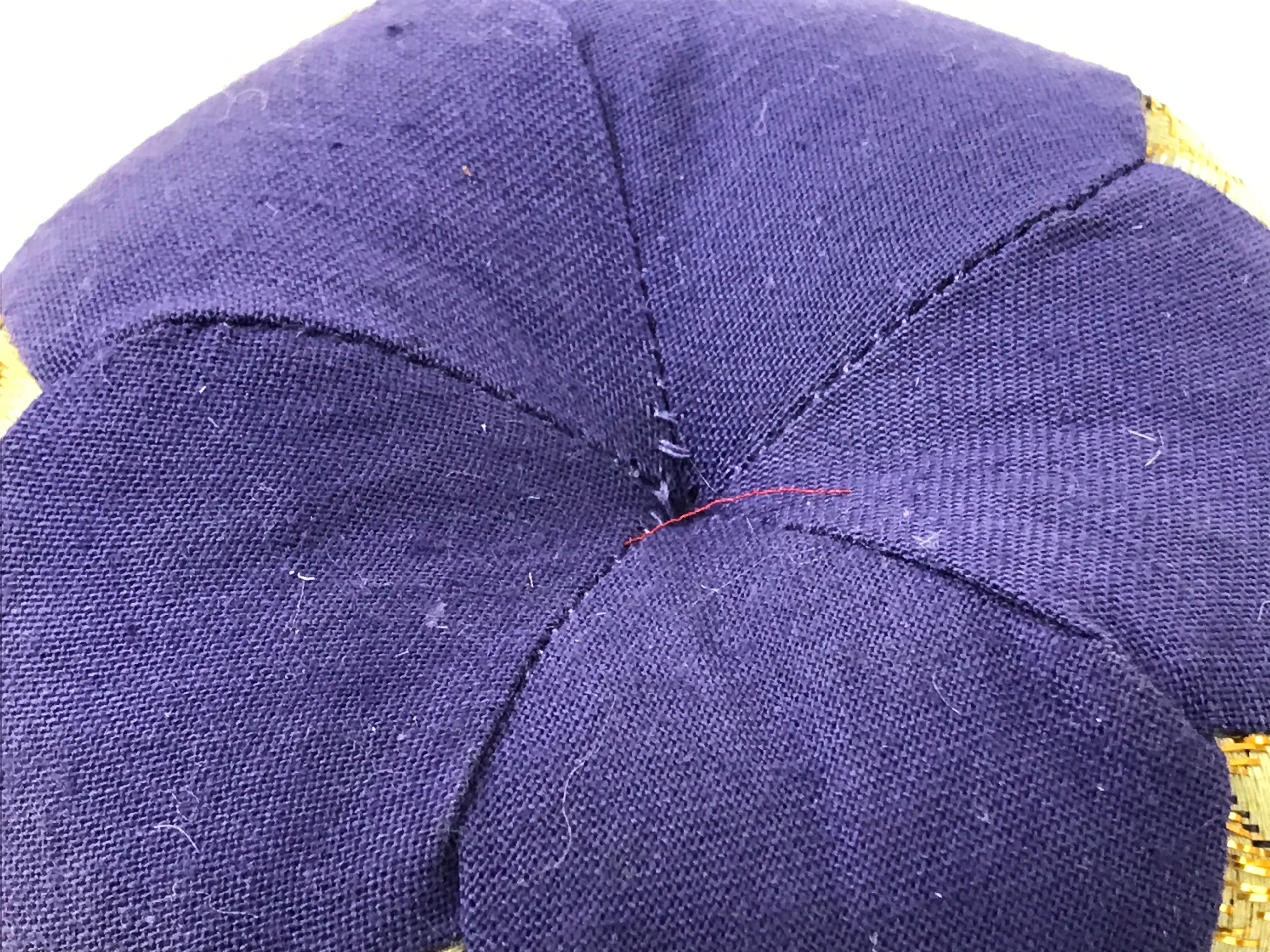 Japanese Buddhist Orin Bell Singing Bowl Fabric Pillow Vtg Small Purple BA563