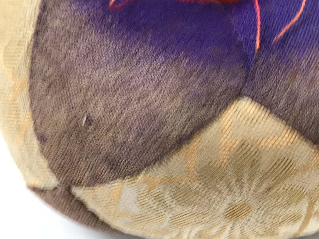 Japanese Buddhist Orin Bell Singing Bowl Fabric Pillow Vtg Small Purple BA564