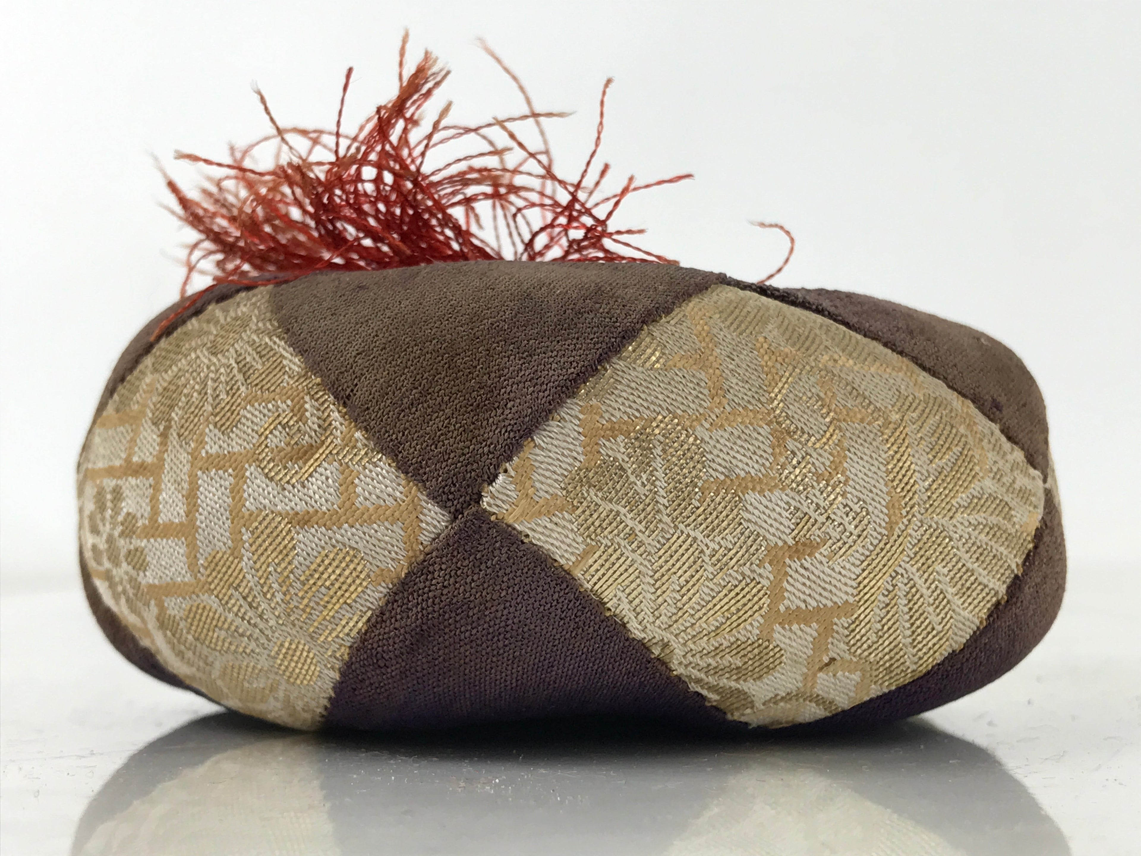 Japanese Buddhist Orin Bell Singing Bowl Fabric Pillow Vtg Small Purple BA564