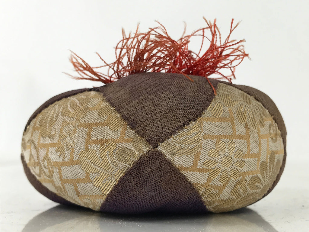 Japanese Buddhist Orin Bell Singing Bowl Fabric Pillow Vtg Small Purple BA564