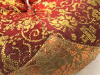 Japanese Buddhist Orin Bell Singing Bowl Fabric Pillow Vtg Small Red Gold BA560