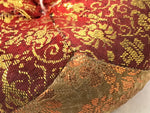 Japanese Buddhist Orin Bell Singing Bowl Fabric Pillow Vtg Small Red Gold BA560