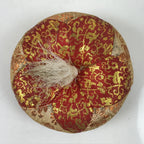 Japanese Buddhist Orin Bell Singing Bowl Fabric Pillow Vtg Small Red Gold BA560