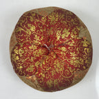 Japanese Buddhist Orin Bell Singing Bowl Fabric Pillow Vtg Small Red Gold BA560