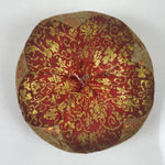 Japanese Buddhist Orin Bell Singing Bowl Fabric Pillow Vtg Small Red Gold BA560