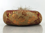 Japanese Buddhist Orin Bell Singing Bowl Fabric Pillow Vtg Small Red Gold BA560