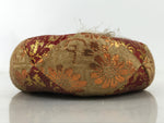 Japanese Buddhist Orin Bell Singing Bowl Fabric Pillow Vtg Small Red Gold BA560