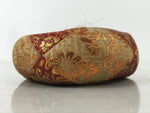 Japanese Buddhist Orin Bell Singing Bowl Fabric Pillow Vtg Small Red Gold BA560