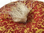 Japanese Buddhist Orin Bell Singing Bowl Fabric Pillow Vtg Small Red Gold BA560