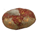 Japanese Buddhist Orin Bell Singing Bowl Fabric Pillow Vtg Small Red Gold BA560