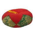 Japanese Buddhist Orin Bell Singing Bowl Fabric Pillow Vtg Small Red Green BA562