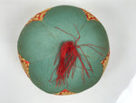 Japanese Buddhist Orin Bell Singing Bowl Fabric Pillow Vtg Teal Red Gold BA887