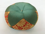 Japanese Buddhist Orin Bell Singing Bowl Fabric Pillow Vtg Teal Red Gold BA887