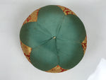 Japanese Buddhist Orin Bell Singing Bowl Fabric Pillow Vtg Teal Red Gold BA887