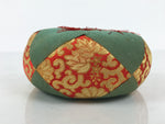 Japanese Buddhist Orin Bell Singing Bowl Fabric Pillow Vtg Teal Red Gold BA887