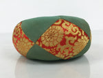 Japanese Buddhist Orin Bell Singing Bowl Fabric Pillow Vtg Teal Red Gold BA887