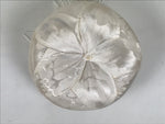 Japanese Buddhist Orin Bell Singing Bowl Fabric Pillow White Tassel Floral BA898