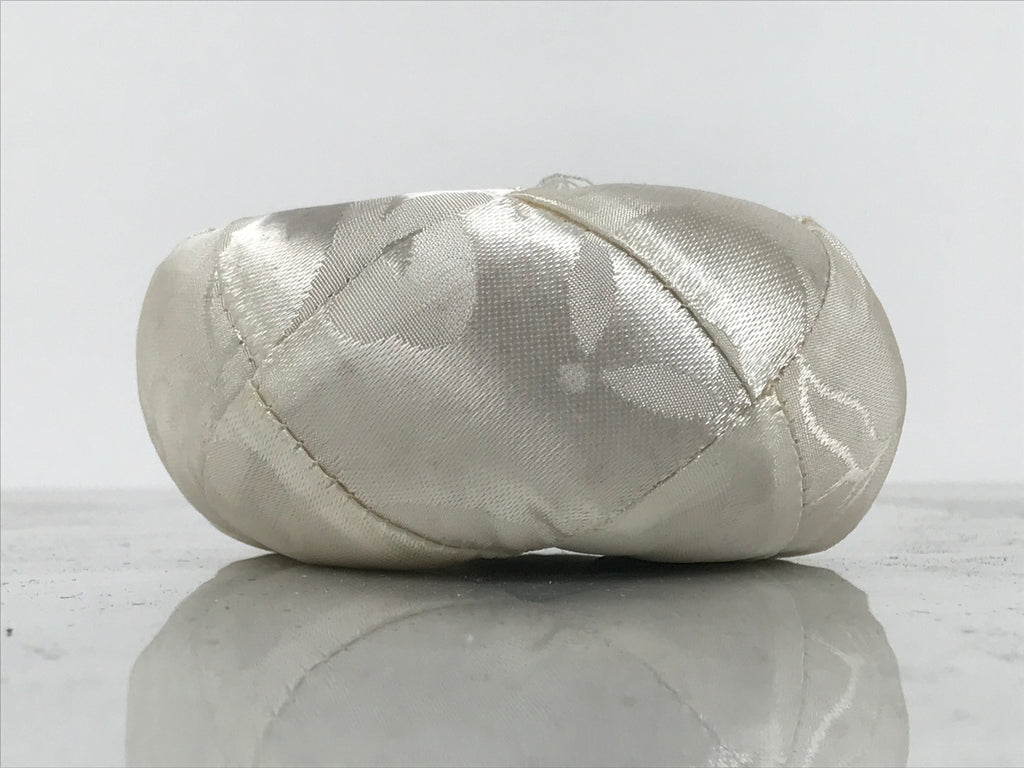 Japanese Buddhist Orin Bell Singing Bowl Fabric Pillow White Tassel Floral BA898