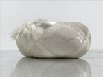 Japanese Buddhist Orin Bell Singing Bowl Fabric Pillow White Tassel Floral BA898