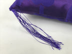 Japanese Buddhist Orin Bell Singing Bowl Silk Fabric Pillow Square Purple BA554