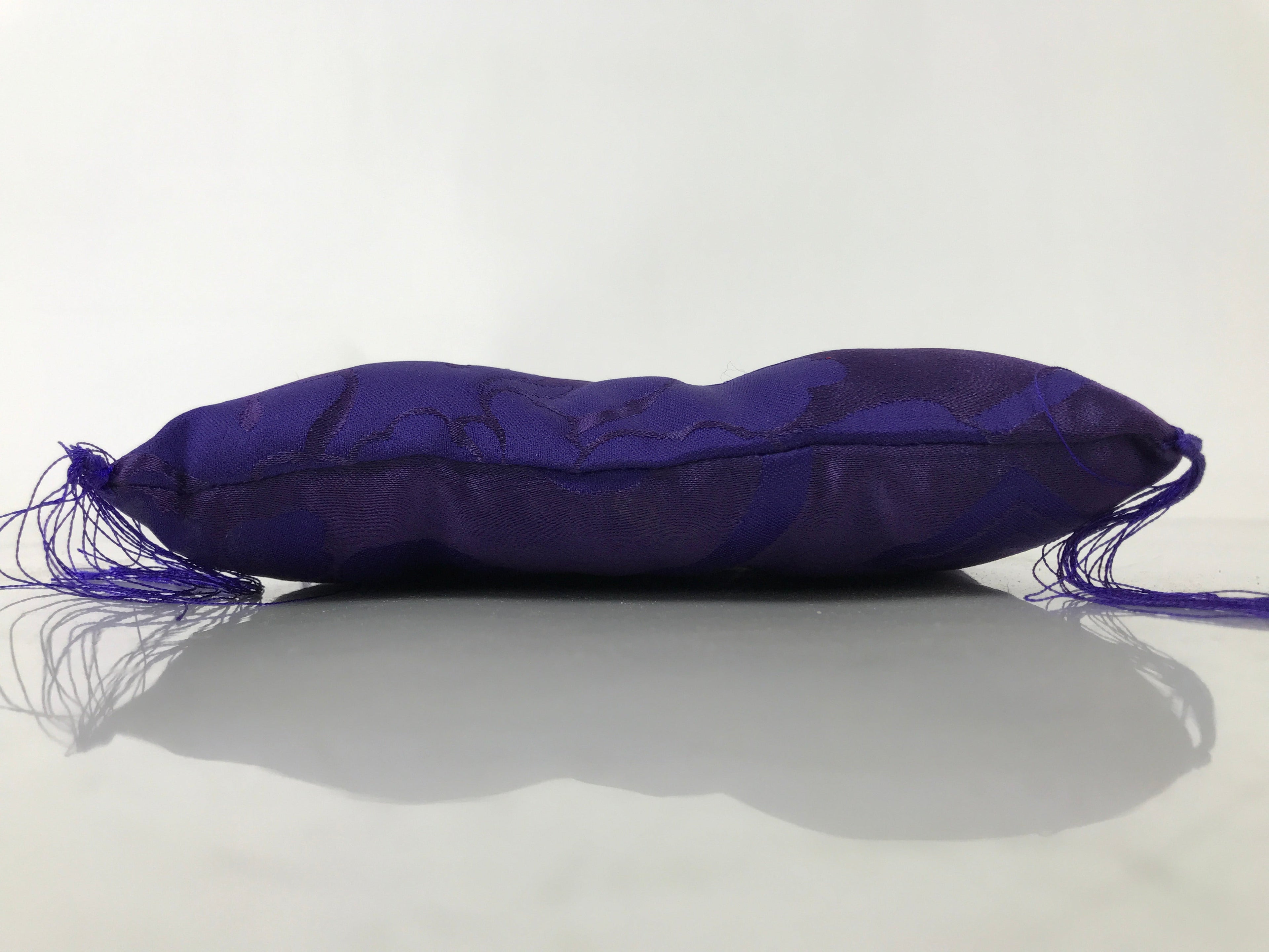 Japanese Buddhist Orin Bell Singing Bowl Silk Fabric Pillow Square Purple BA554