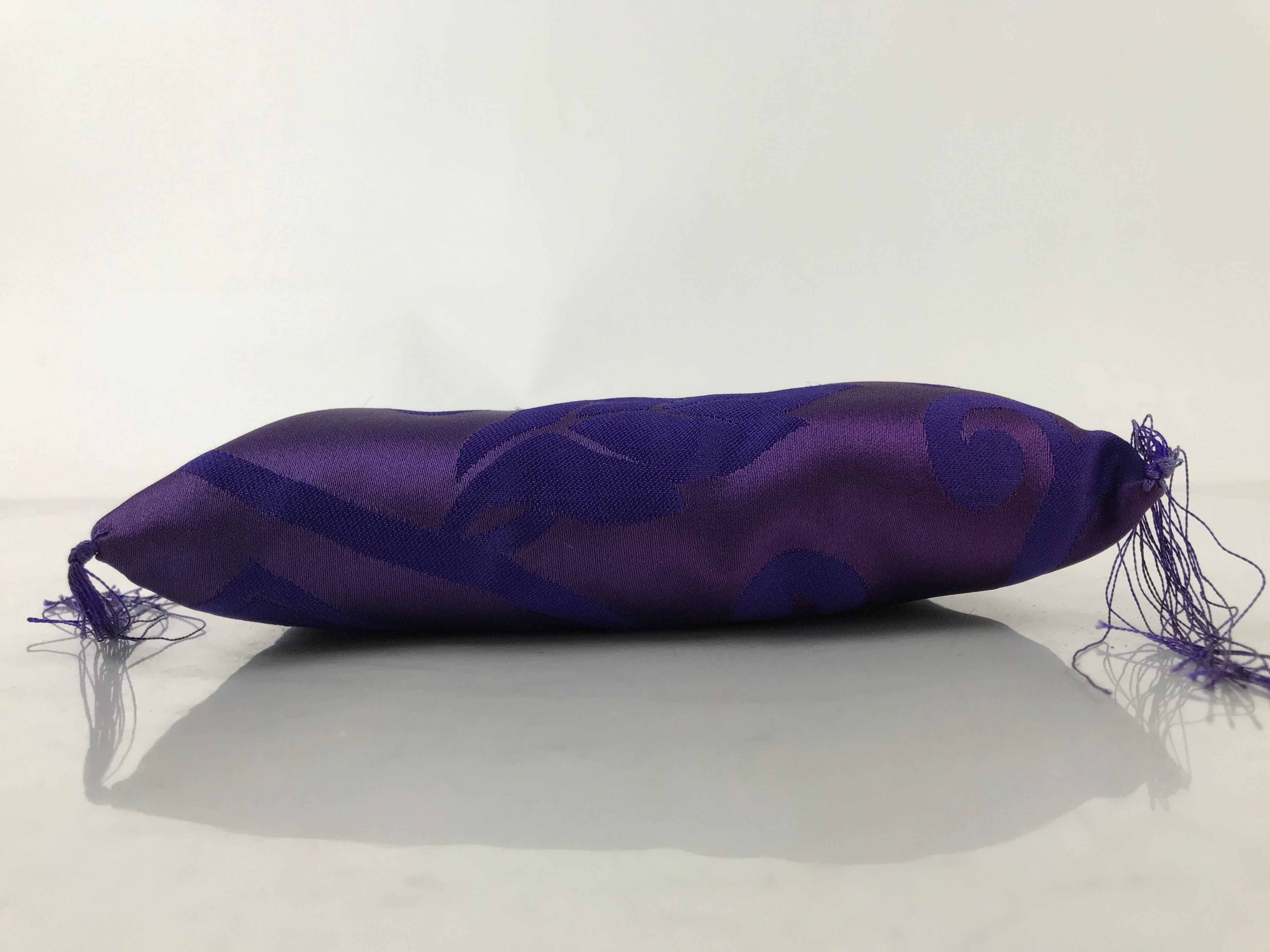 Japanese Buddhist Orin Bell Singing Bowl Silk Fabric Pillow Square Purple BA554