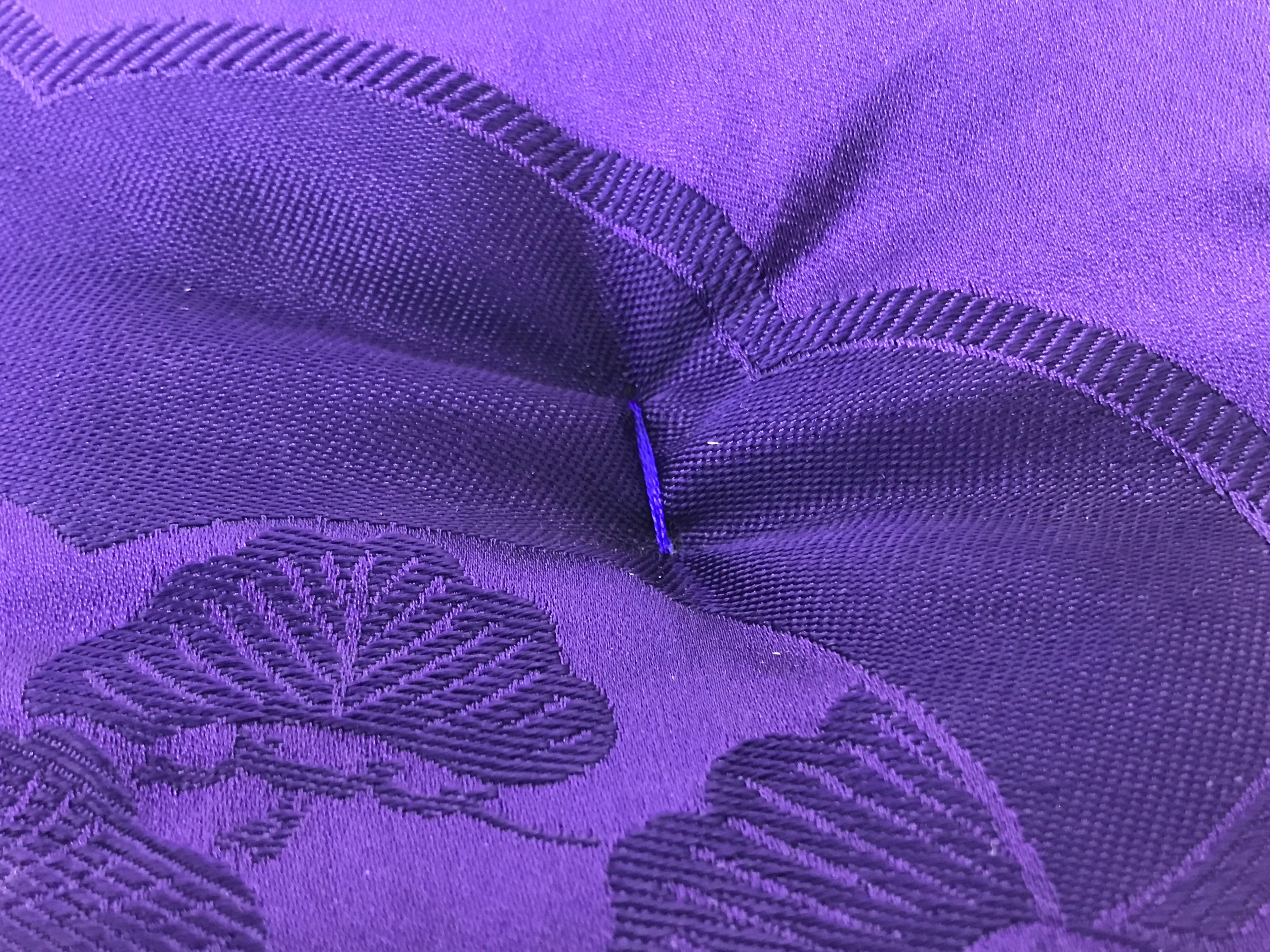 Japanese Buddhist Orin Bell Singing Bowl Silk Fabric Pillow Square Purple BA555