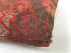 Japanese Buddhist Orin Bell Singing Bowl Silk Fabric Pillow Vtg Square Red BA553