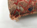Japanese Buddhist Orin Bell Singing Bowl Silk Fabric Pillow Vtg Square Red BA553
