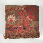 Japanese Buddhist Orin Bell Singing Bowl Silk Fabric Pillow Vtg Square Red BA553