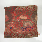Japanese Buddhist Orin Bell Singing Bowl Silk Fabric Pillow Vtg Square Red BA553