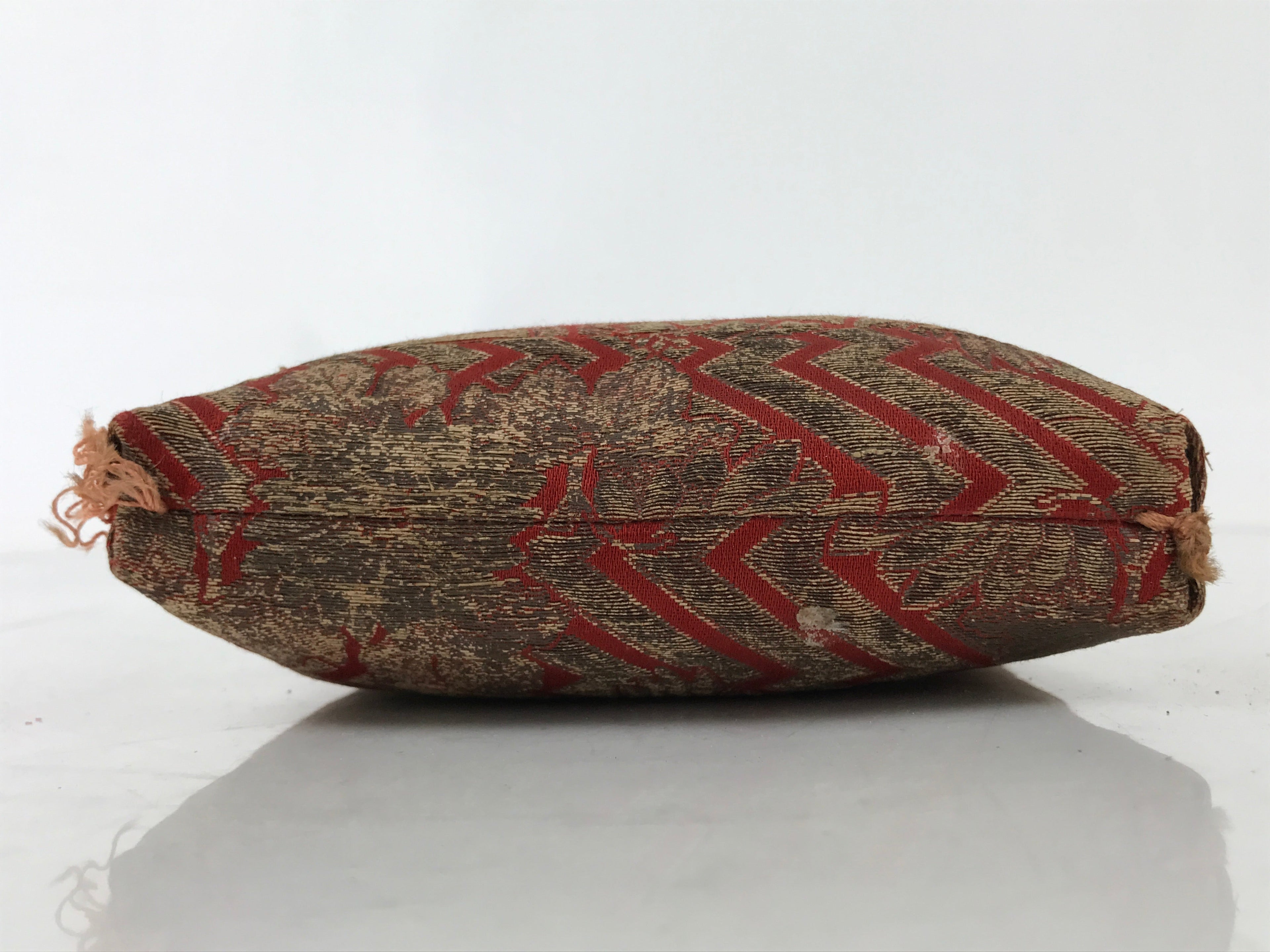 Japanese Buddhist Orin Bell Singing Bowl Silk Fabric Pillow Vtg Square Red BA553