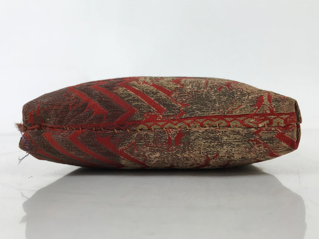 Japanese Buddhist Orin Bell Singing Bowl Silk Fabric Pillow Vtg Square Red BA553