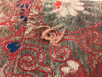 Japanese Buddhist Orin Bell Singing Bowl Silk Fabric Pillow Vtg Square Red BA553