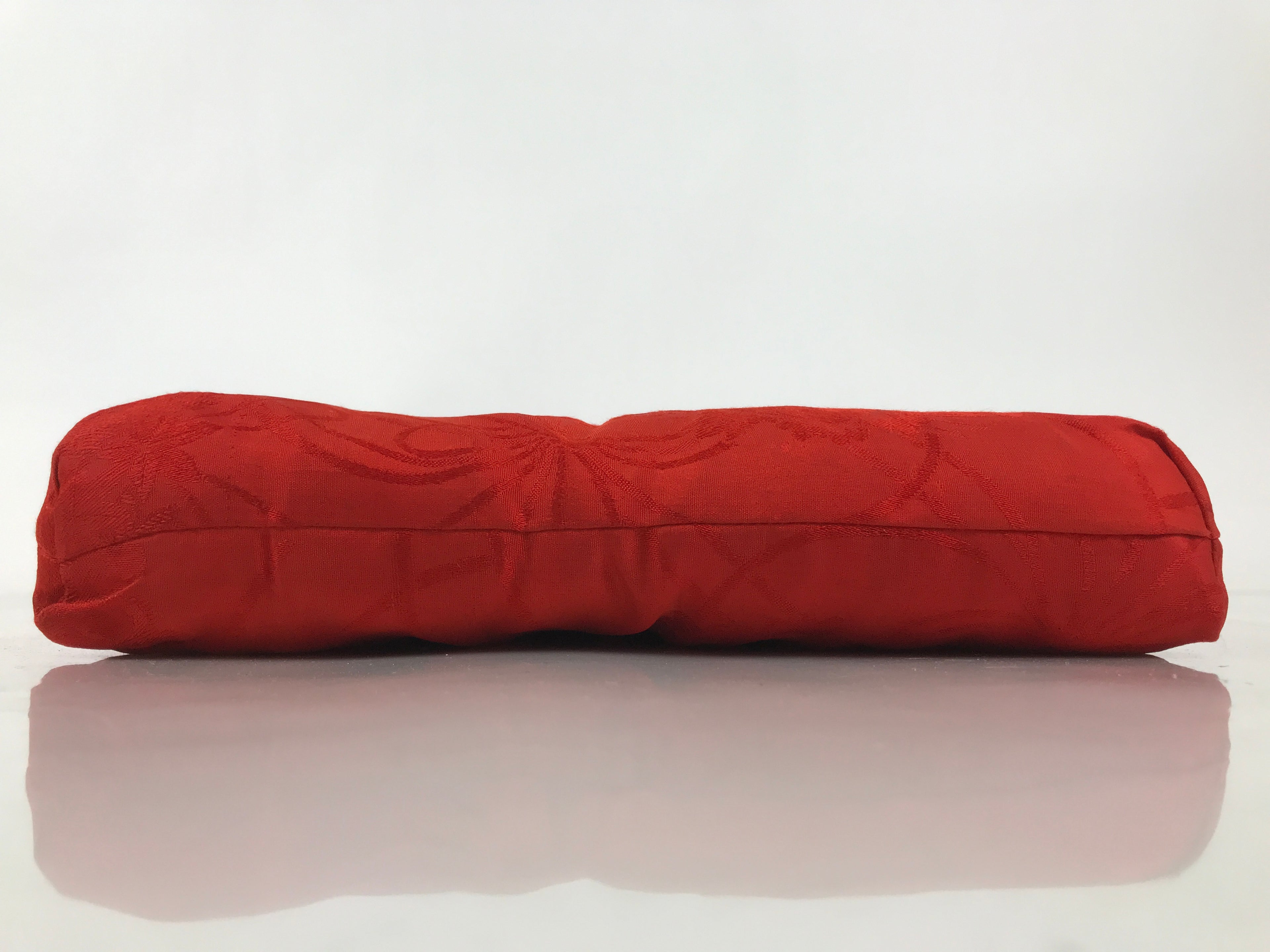 Japanese Buddhist Orin Bell Singing Bowl Silk Fabric Pillow Vtg Square Red BA615